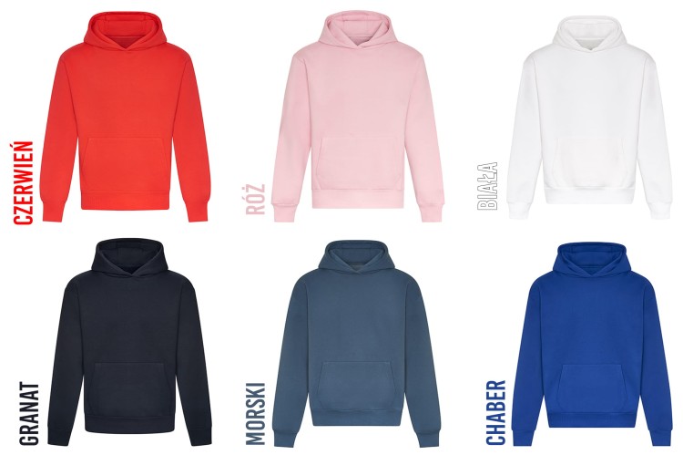 bluza personalizowana, bluza z nadrukiem, bluza z logo, bluza oversize z kapturem, odzież reklamowa, bluza firmowa, nadruk na bluzie, bluza z własnym napisem
